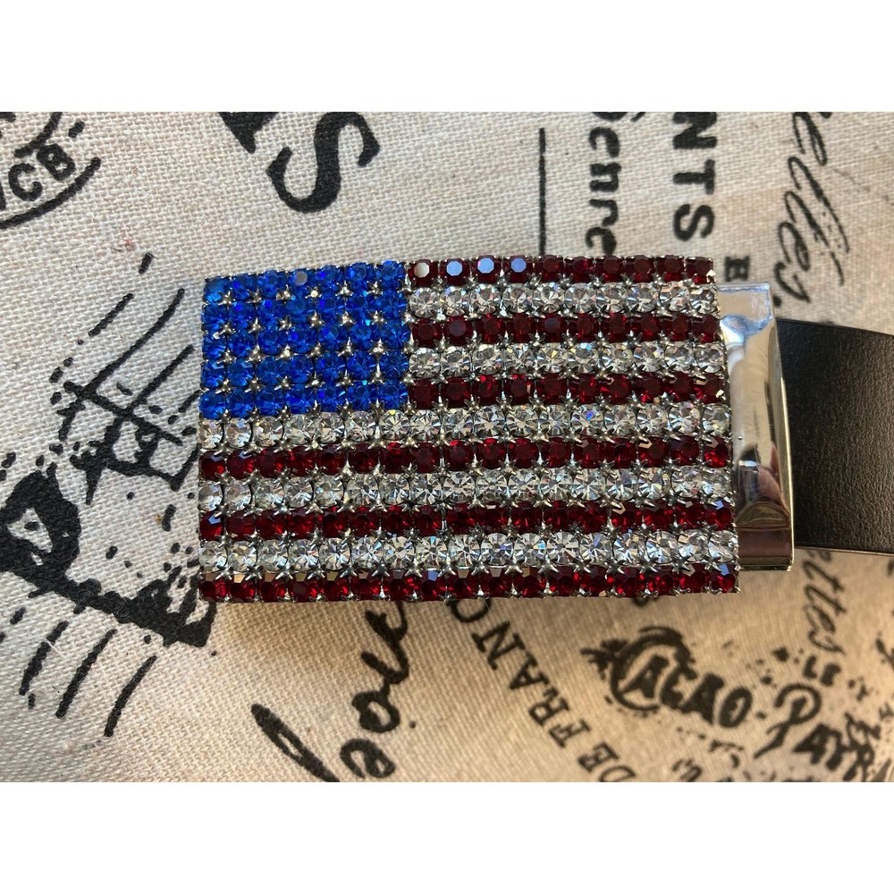 American Flag Rhinestone Belt - Picture 5 of 6